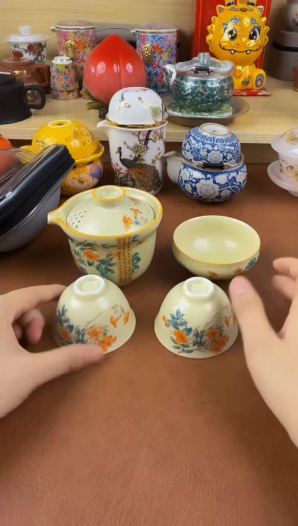 陶瓷茶具摆件旅行套组