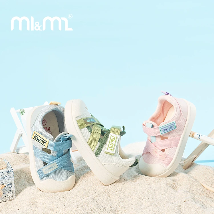 M1&M2童鞋儿童经典交叉带透气板鞋夏季软底防滑儿童童鞋