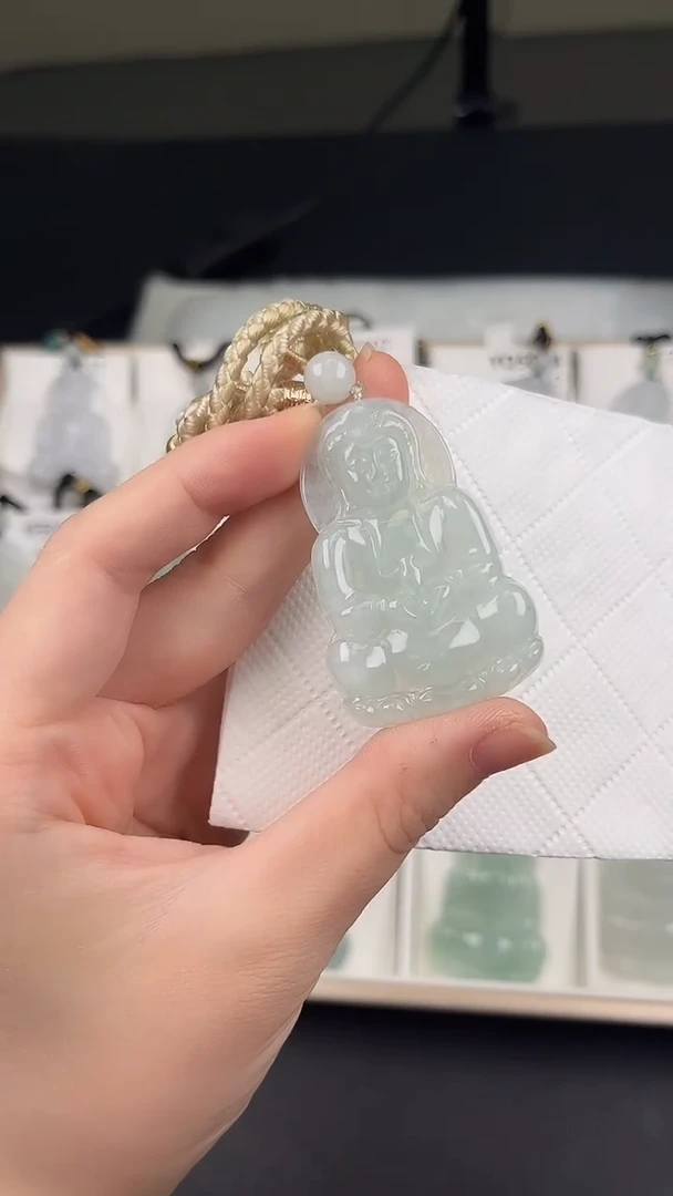 翡翠未镶嵌颈饰Y5C024翡翠冰绿观音