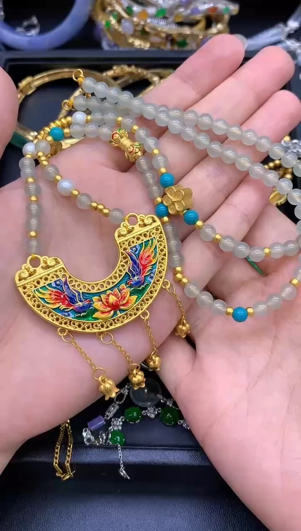 颈饰足金镶嵌翡翠760-中国好珍宝