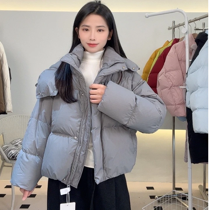 冬季百搭韩版立领短款拉链少女风连帽宽松加厚女款秋冬气质网红