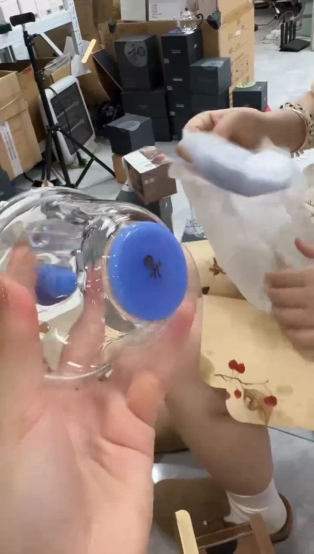 @@禾器荷叶盖碗雾蓝玉