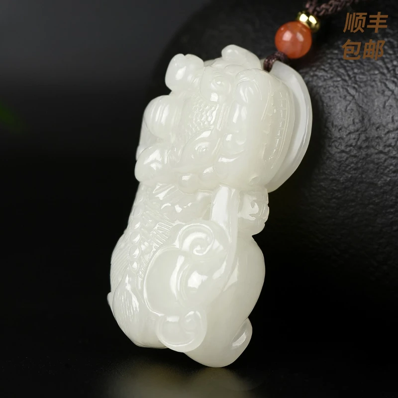 凤禧珠宝 和田玉吊坠和田玉霸王貔貅玉坠男女挂件#C11B2-7