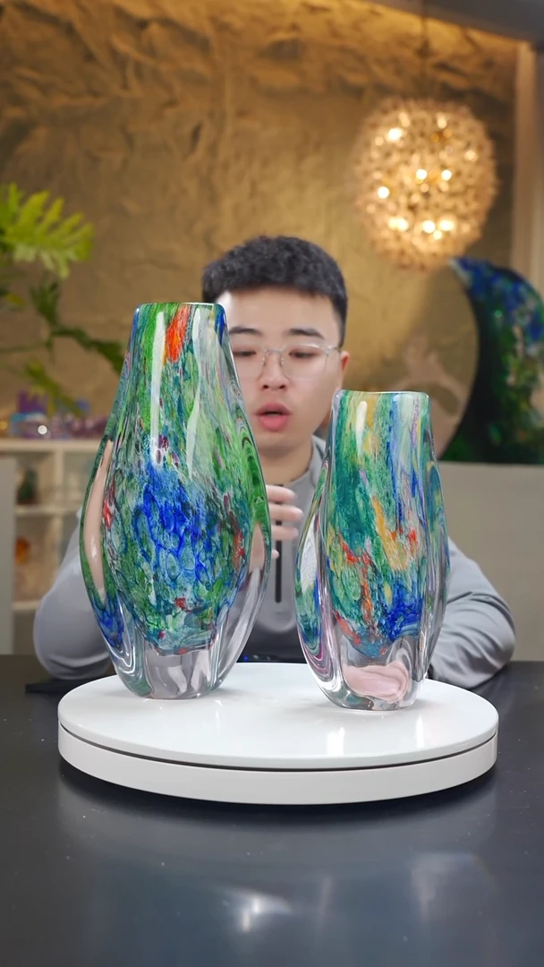 手工艺品琉璃莫奈花园设计款花器一组