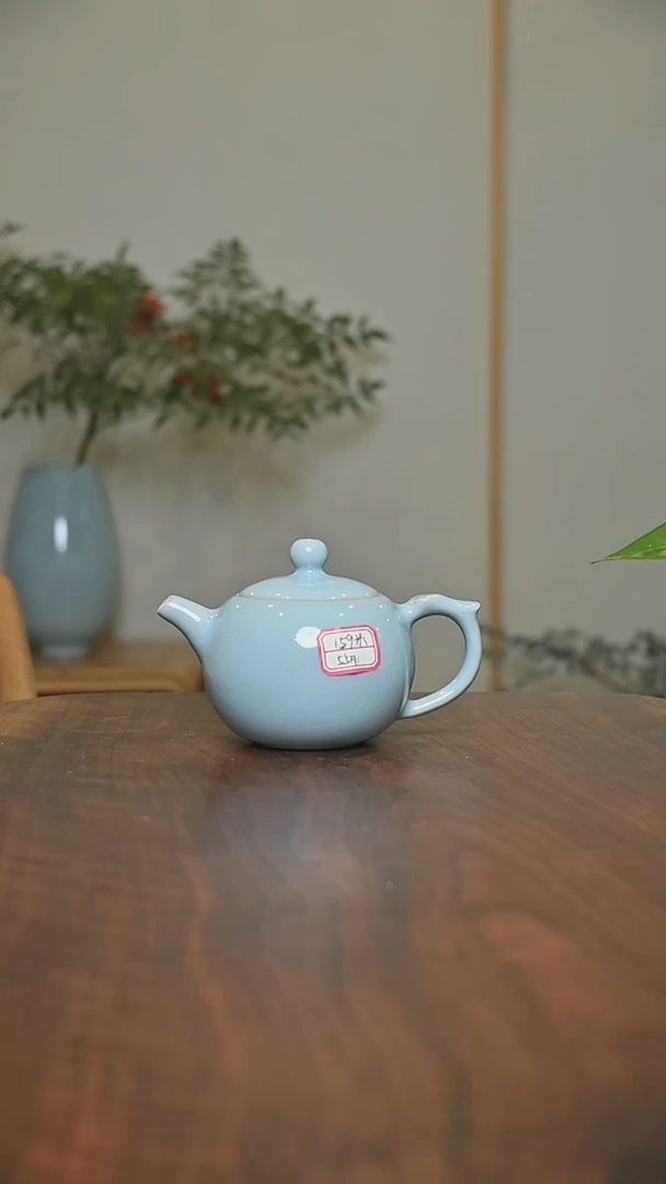 55#祥云如意壶 天青 微瑕 朱家汝窑款