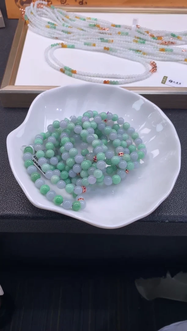 未镶嵌手串翡翠FC385 翡翠双彩手串 多样性发其一