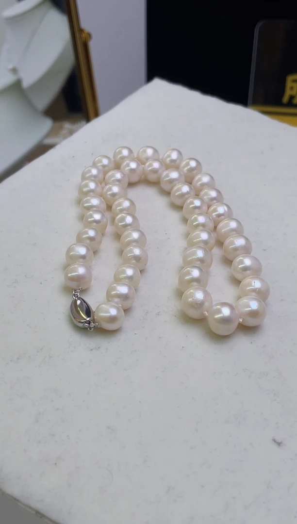 【闪购商品】淡水珍珠项链银S925镶嵌10MM无核圆珠