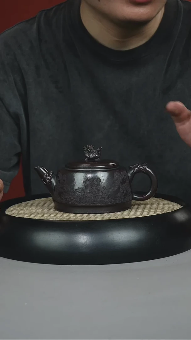 茶壶紫砂铁血红砂 龙龟壶