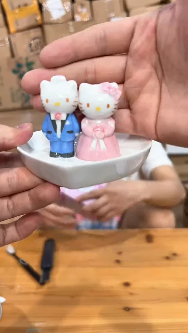 瓷片原盒kt猫戒指首饰盘