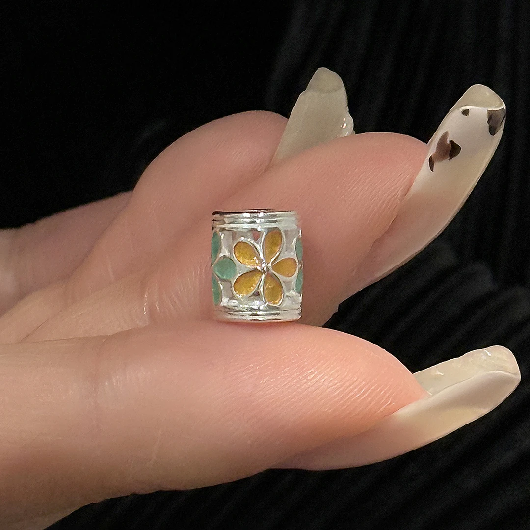 吊坠925银 <一禅兄>S925银滴油小花吊坠精美小巧百搭简约 仅吊坠