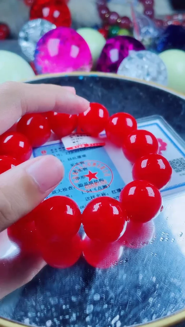 硅化珊瑚（珊瑚玉）手链未镶嵌红珊瑚手串卡20