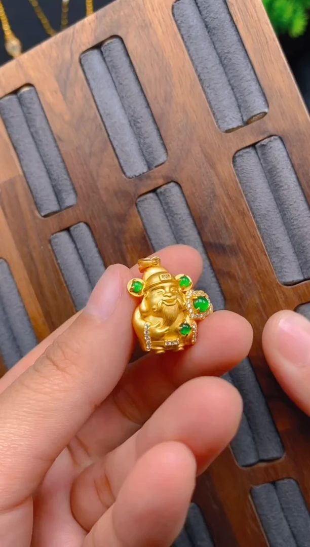 翡翠银S925镶嵌吊坠(不含链)财神吊坠