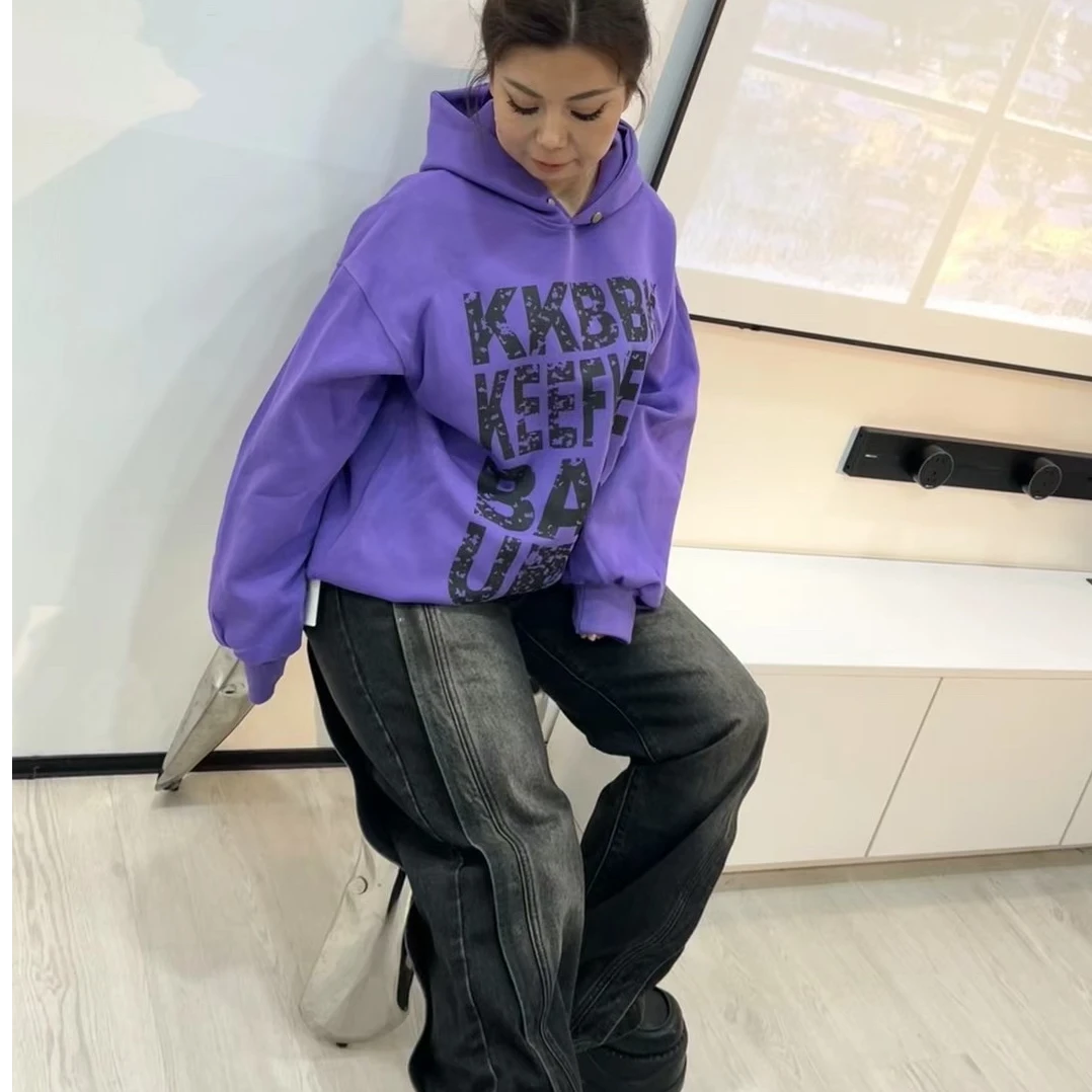 美式潮款街头风连帽卫衣2025最新款连帽卫衣男女同款多色可选