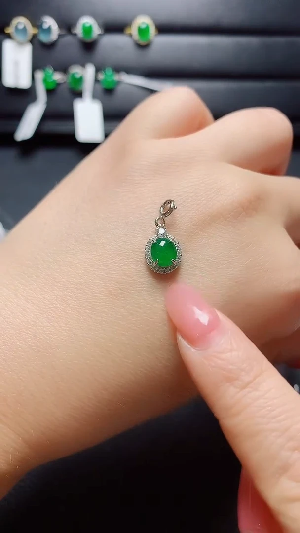 银S925镶嵌戒指翡翠天然翡翠A货s925银镶