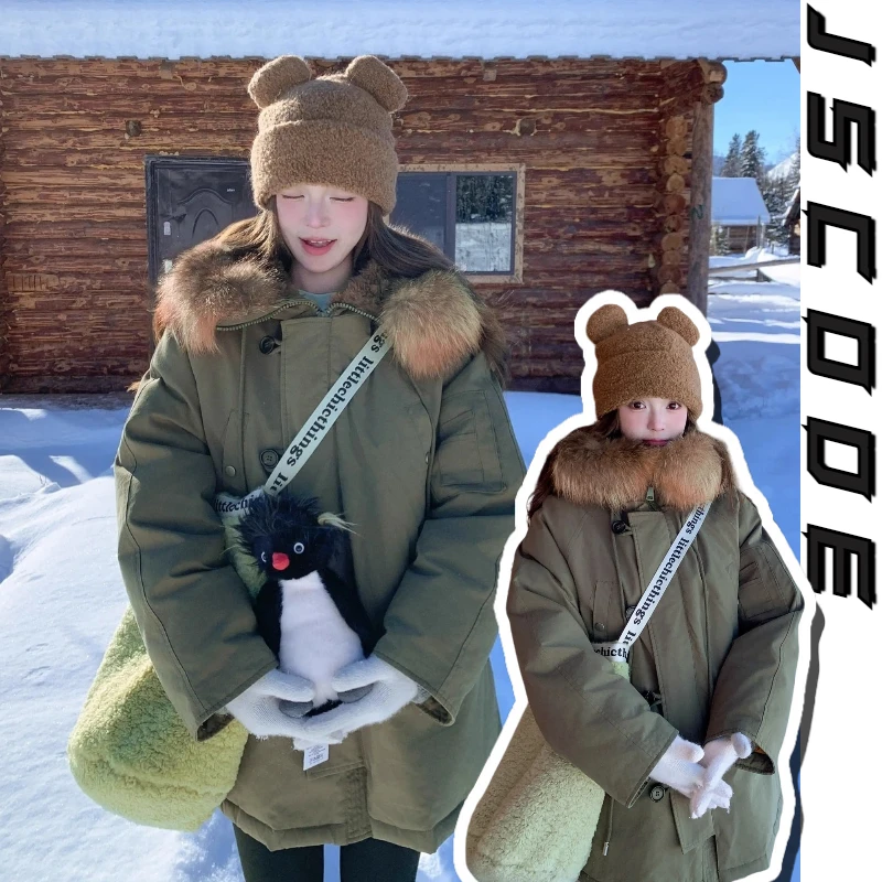 2-300斤胖mm大码女装宽松加大工装棉服女秋冬加厚保暖派克服外套