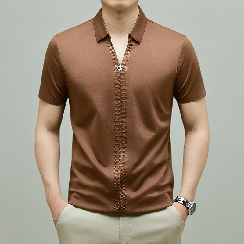 保罗轻奢夏季翻领短袖Polo衫时尚商务无痕T恤休闲半袖中年爸爸装