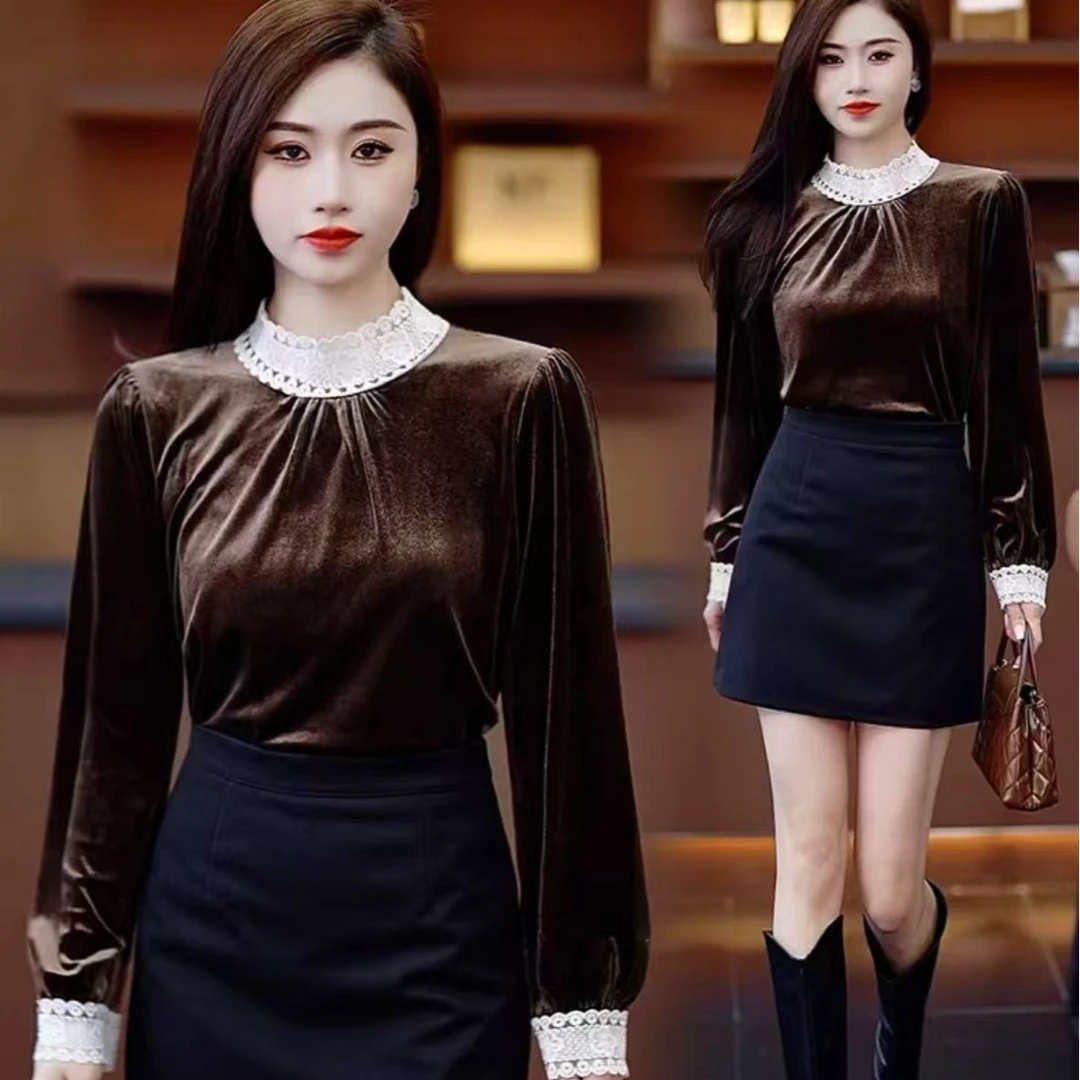 6126#衣长56长袖气质时尚百搭显瘦秋冬新款设计感外穿上档次减龄