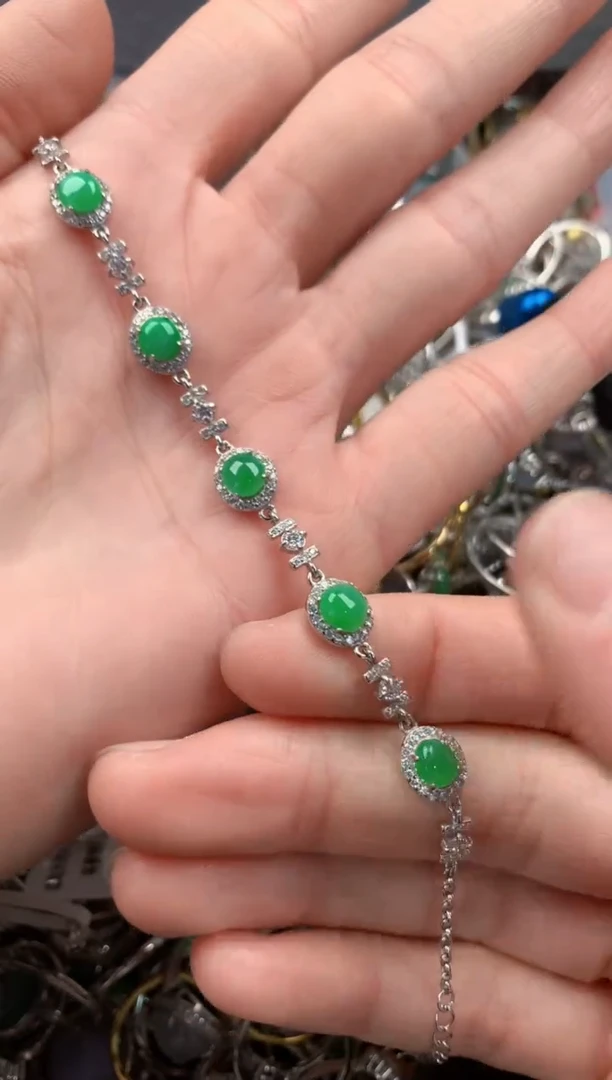 银S925镶嵌戒指翡翠666   6