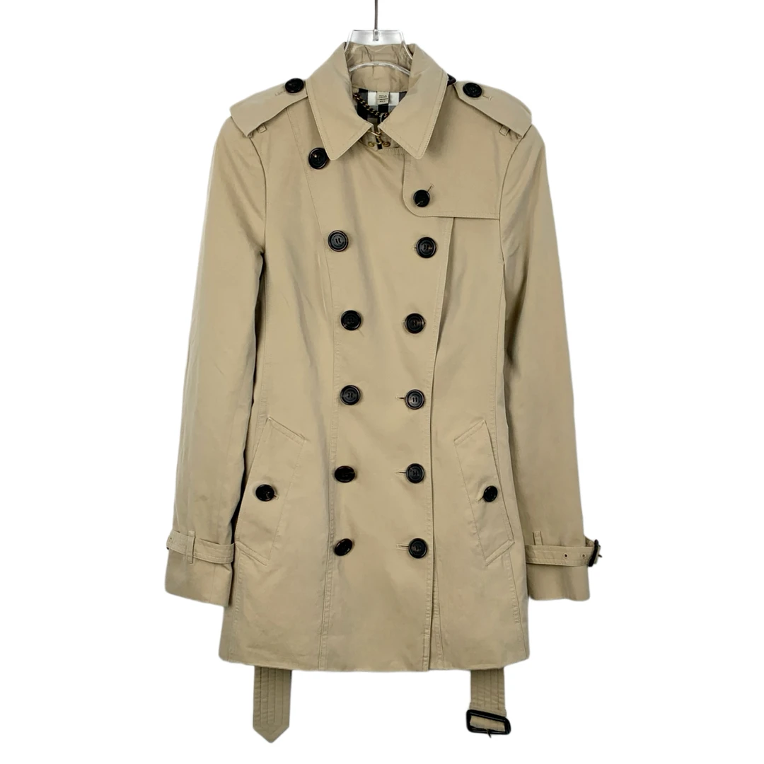 95新 BURBERRY/博柏利 X10579  棕色棉质翻领双排扣风衣