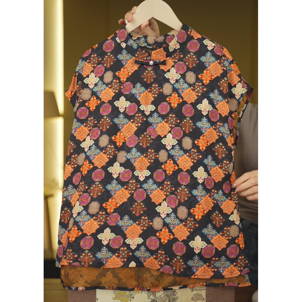 锦簇<<非遗美学>>1296香云纱夏季高级感碎花复古上衣