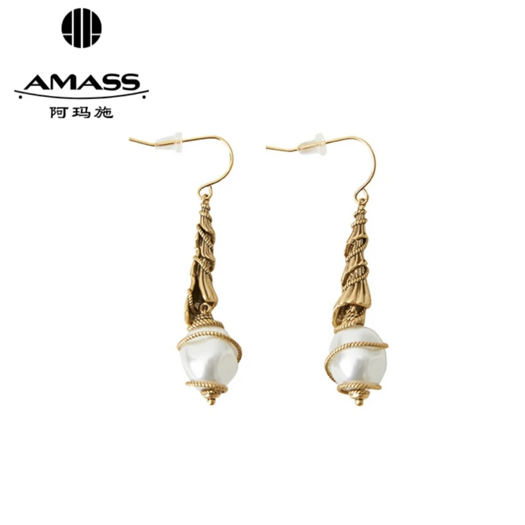 铜合金琉璃耳饰 AMASS/阿玛施铜合金复古优雅环绕螺形耳环590040