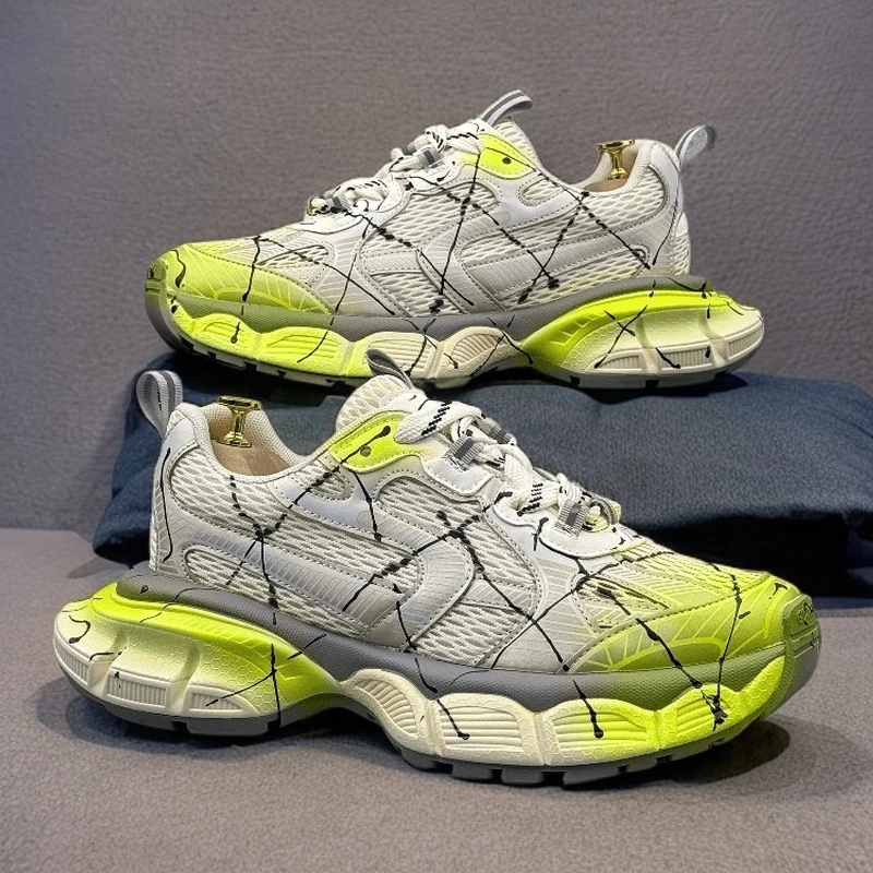 潮流时尚增高老爹鞋2025夏季新款网面透气运动男鞋软底轻便休闲鞋