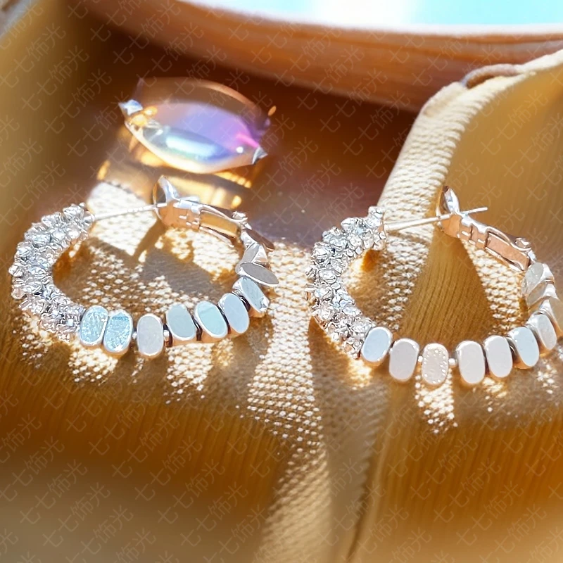 铜合金锆石耳饰 Aura镀K金★法5123【银海盈怀】轻奢★