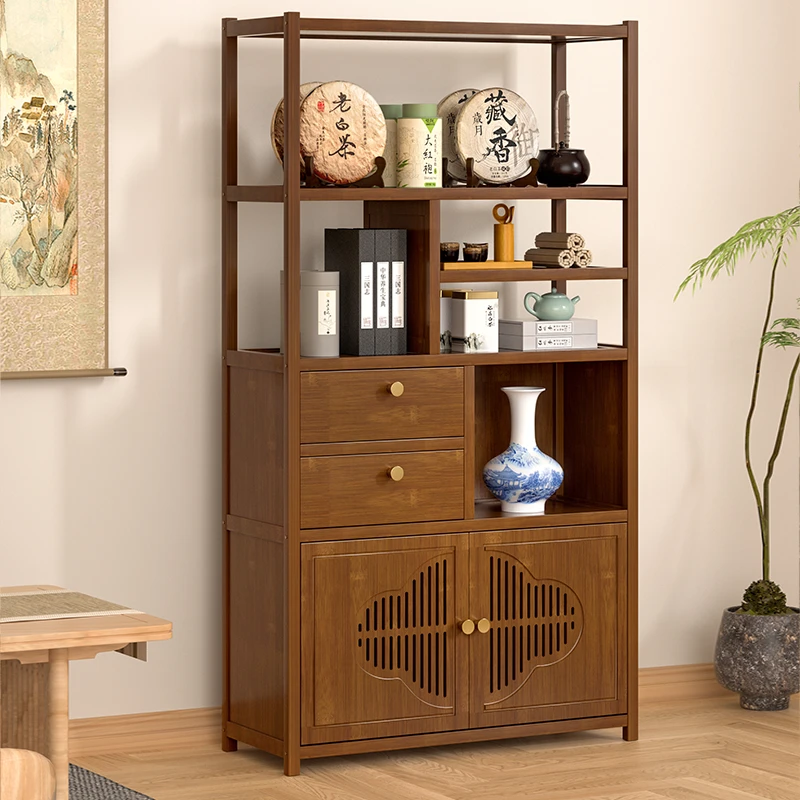 茶室茶架子置物架客厅茶具茶叶柜摆件展示柜小型博古架中式收纳柜