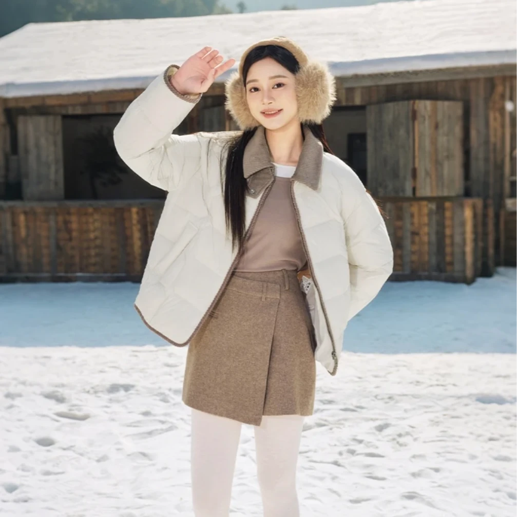 【官方】坦博尔柴碧云同款流光风饼干轻薄时尚女款保暖羽绒服226Z