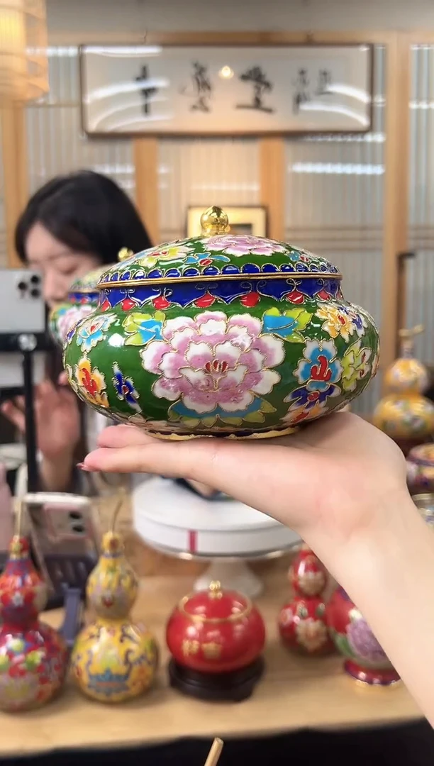 【闪购商品】景泰蓝花丝喜子罐6寸XZG002绿