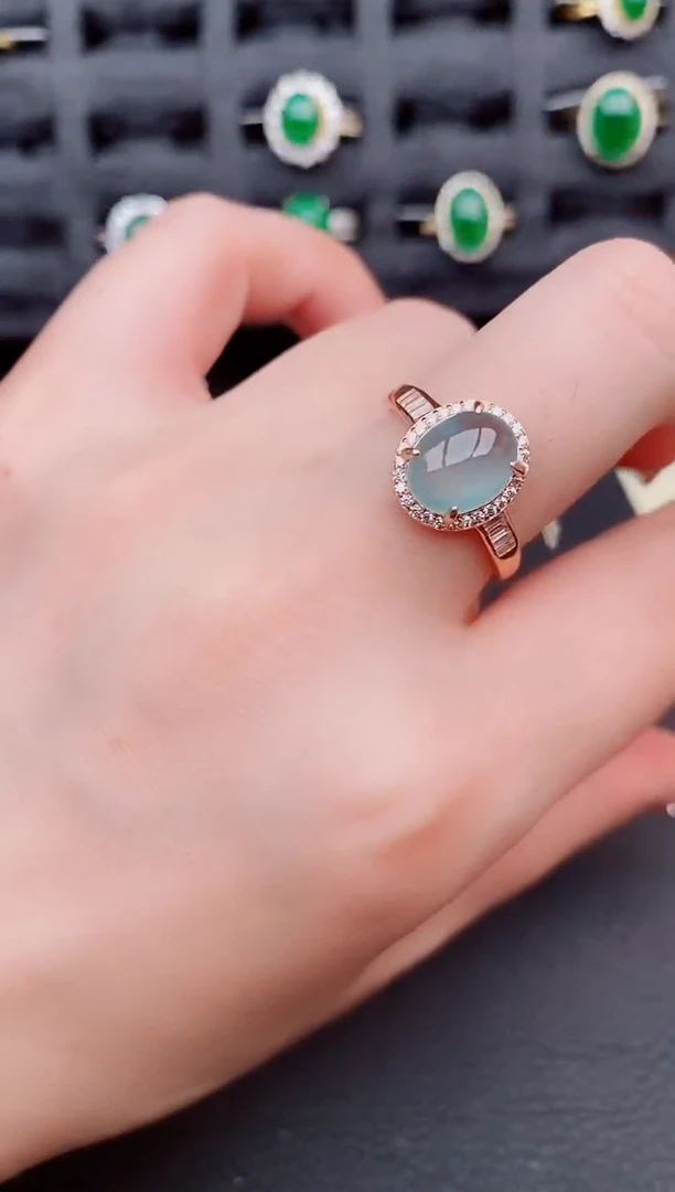 翡翠戒指银S925镶嵌天然a货翡翠573