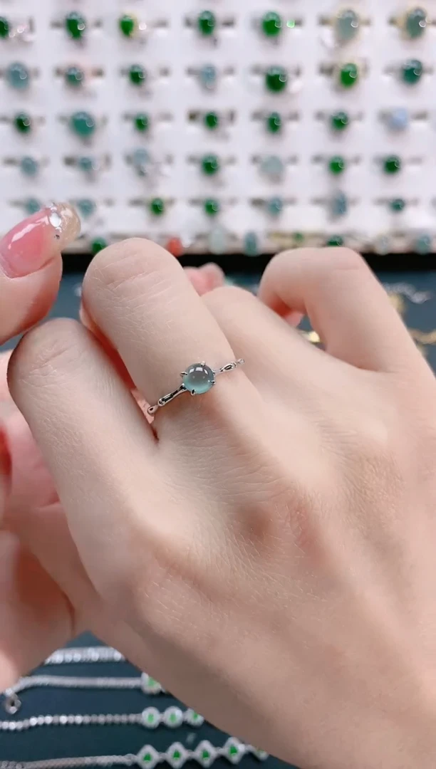 【闪购商品】翡翠戒指银S925镶嵌天然翡翠