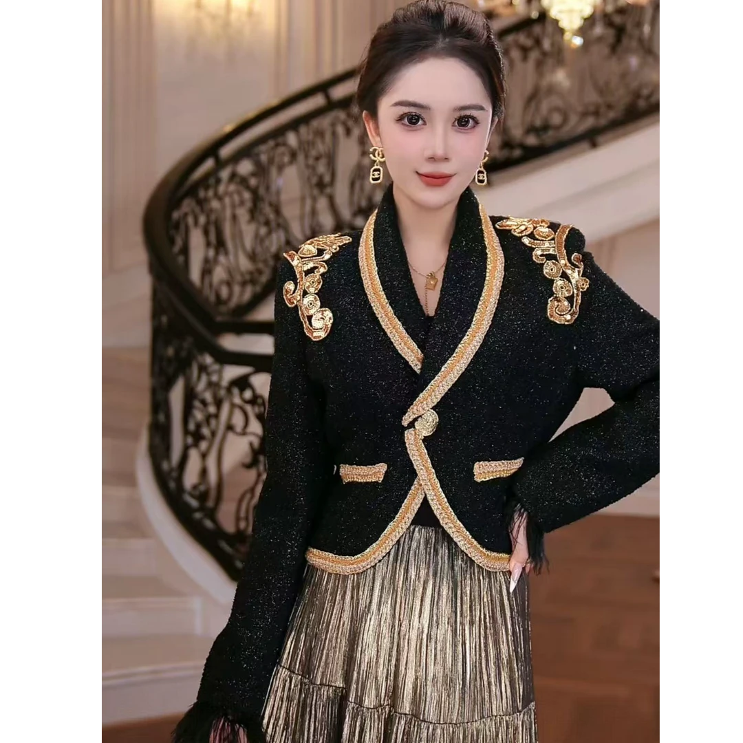 FNN【芙娜妮】2025新款休闲洋气套装女穿搭气质女装上衣F2530369A