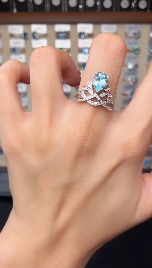 海蓝宝石戒指银S925镶嵌00000