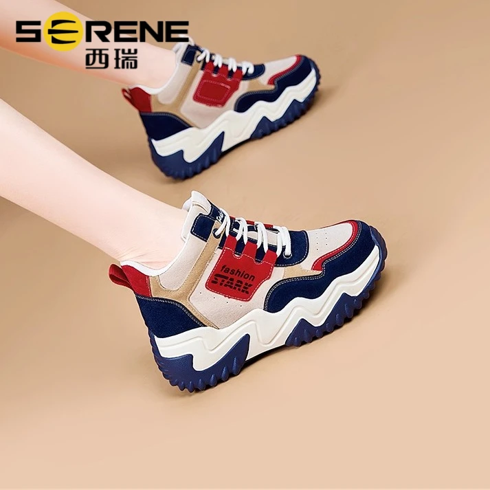 西瑞厚底老爹鞋女冬季加绒运动鞋女款爆款2025新款洋气百搭休闲鞋