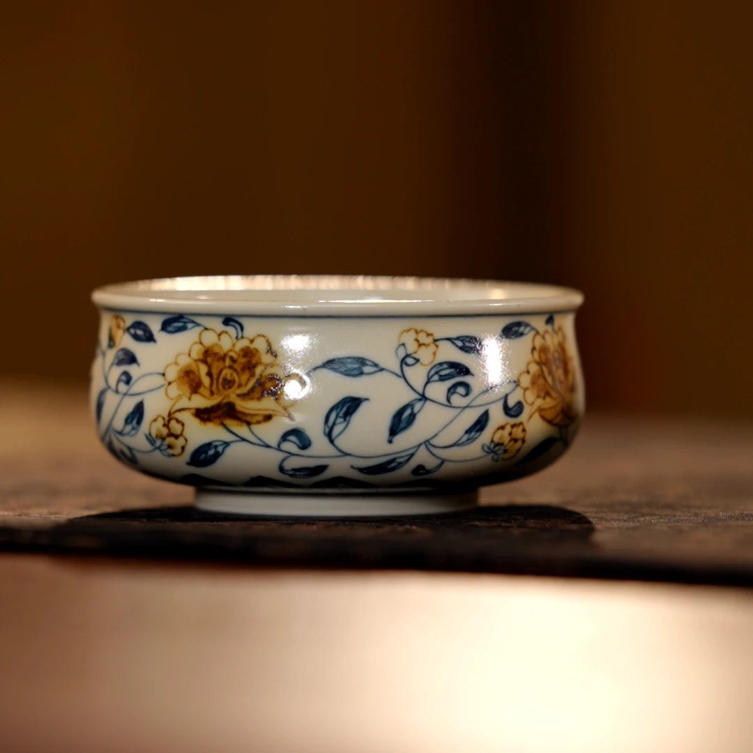 雨溪山房-釉里金山茶莲花主人杯