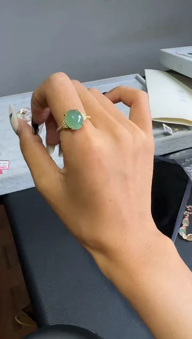 翡翠戒指银S925镶嵌戒指557