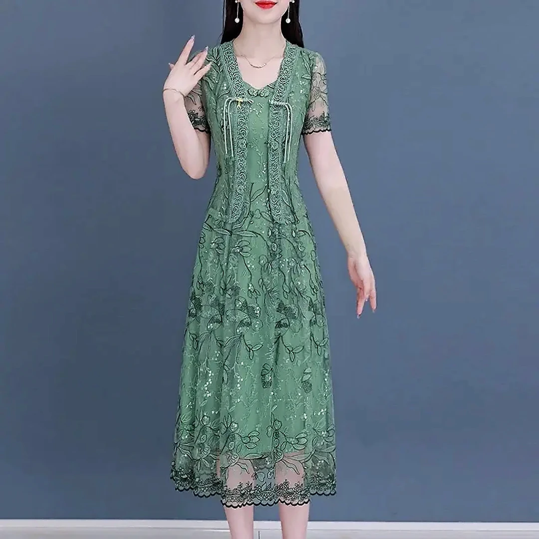 连衣裙2025新款女夏季上流社会优雅妈妈洋气质名媛轻奢高级感裙子