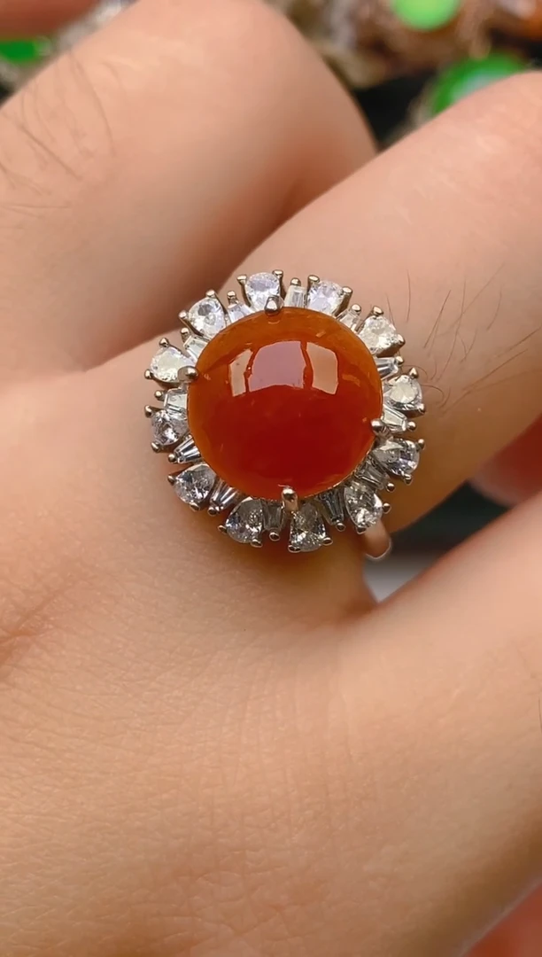 翡翠银S925镶嵌耳饰天然