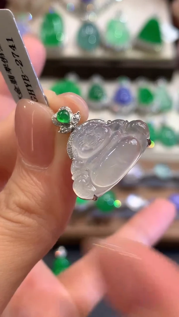 吊坠(不含链)18K金镶嵌翡翠w6