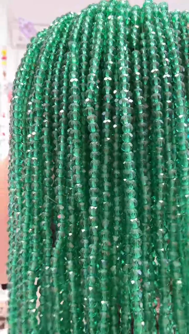 玻璃06155卡4水晶扁10条本色透祖母绿