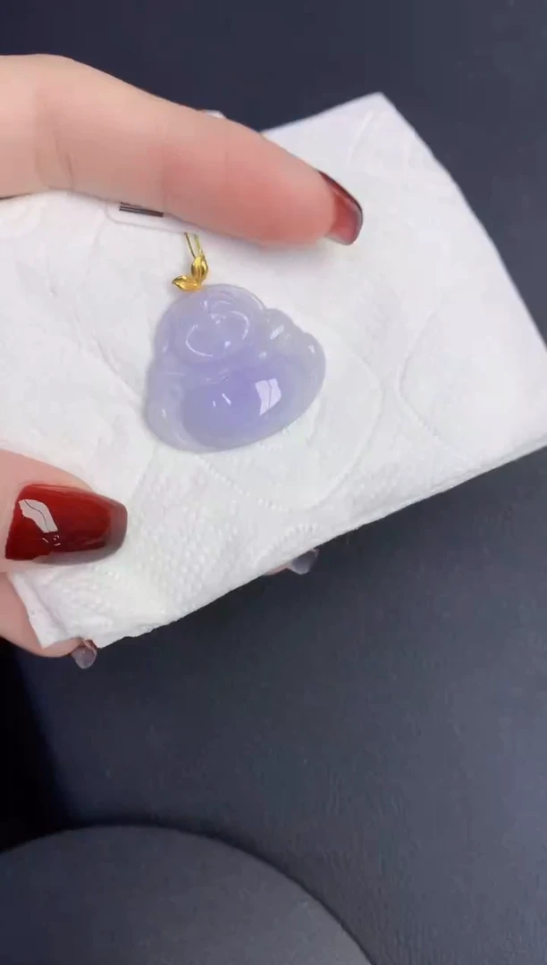 颈饰18K金镶嵌翡翠缅甸天然翡翠A货