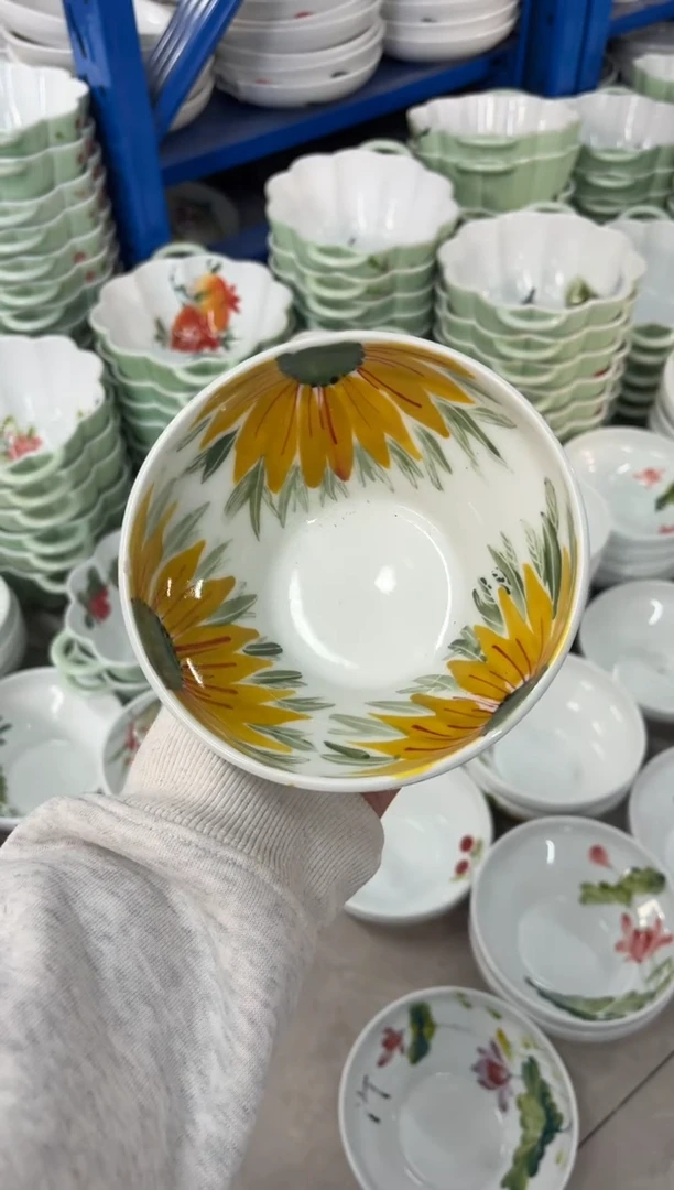 瓷片景德镇高温陶瓷食品级手绘釉中彩-葫芦碗