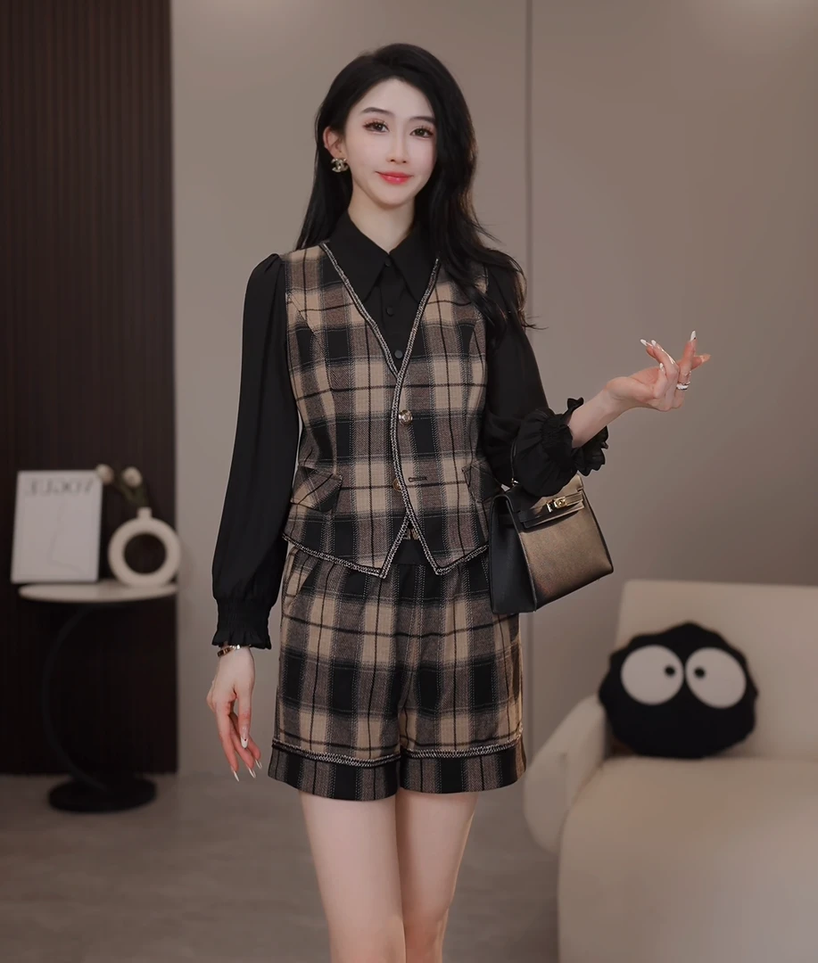 【阿紫专属】A-1159春季新款时尚修身气质收腰显瘦设计女装两件套