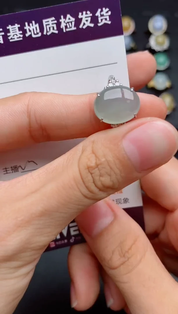 银S925镶嵌戒指翡翠1