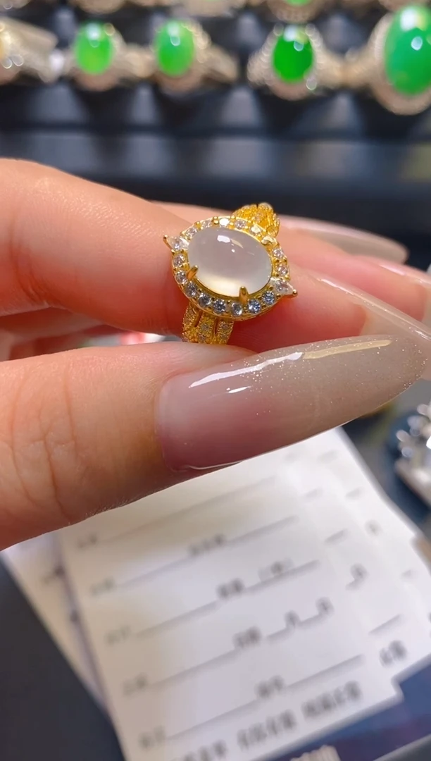 翡翠银S925镶嵌耳饰天然