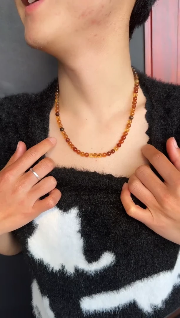 琥珀颈饰未镶嵌#40缅甸琥珀多宝妈妈链6mm