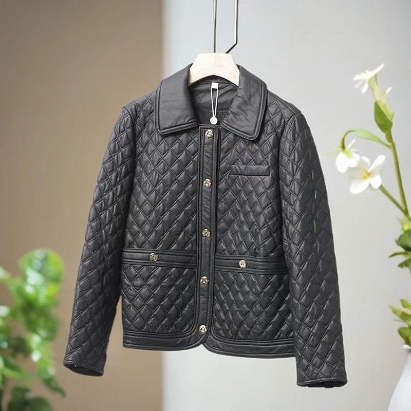 W 3108款短款时尚休闲加厚菱格秋冬女士棉服