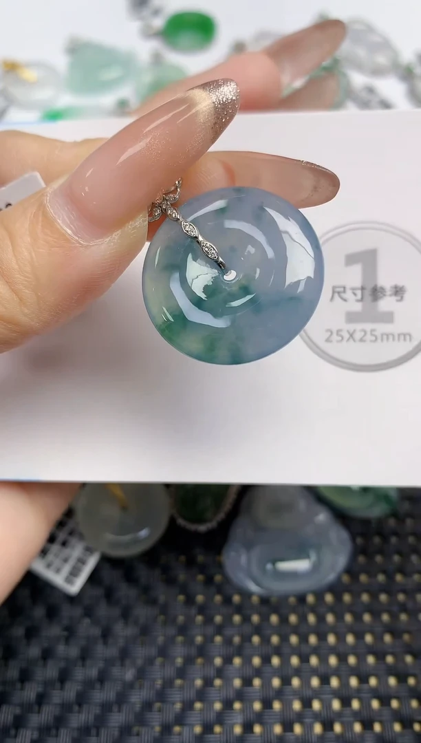 颈饰18K金镶嵌翡翠天然缅甸A货翡翠百元以上9元证书费自理