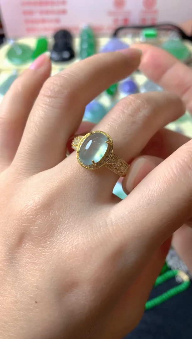 银S925镶嵌戒指翡翠g***i戒指